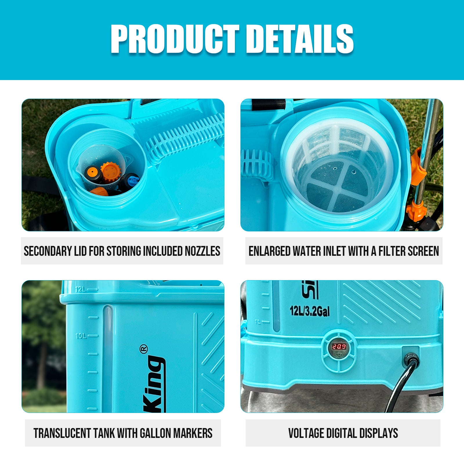 Battery Powered Backpack Sprayer 3.2 Gallon, 0-80 PSI Adjustable Pressure Sprayer Compatible with 18V Battery, Electric Sprayer with Wand, 5 Nozzles, 2.0Ah Battery&Charger Included