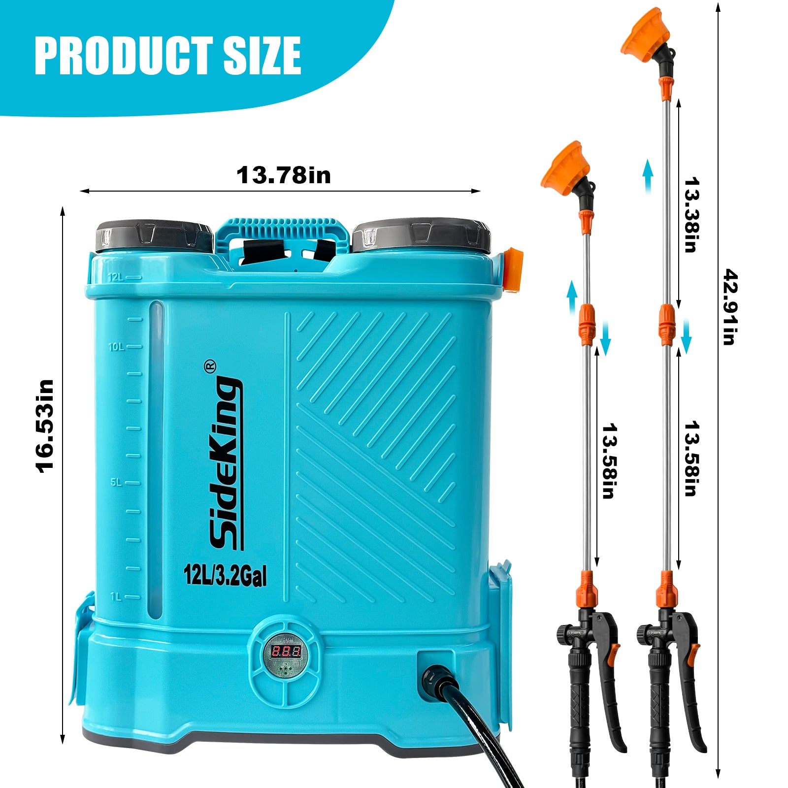 Battery Powered Backpack Sprayer 3.2 Gallon, 0-80 PSI Adjustable Pressure Sprayer Compatible with 18V Battery, Electric Sprayer with Wand, 5 Nozzles, 2.0Ah Battery&Charger Included