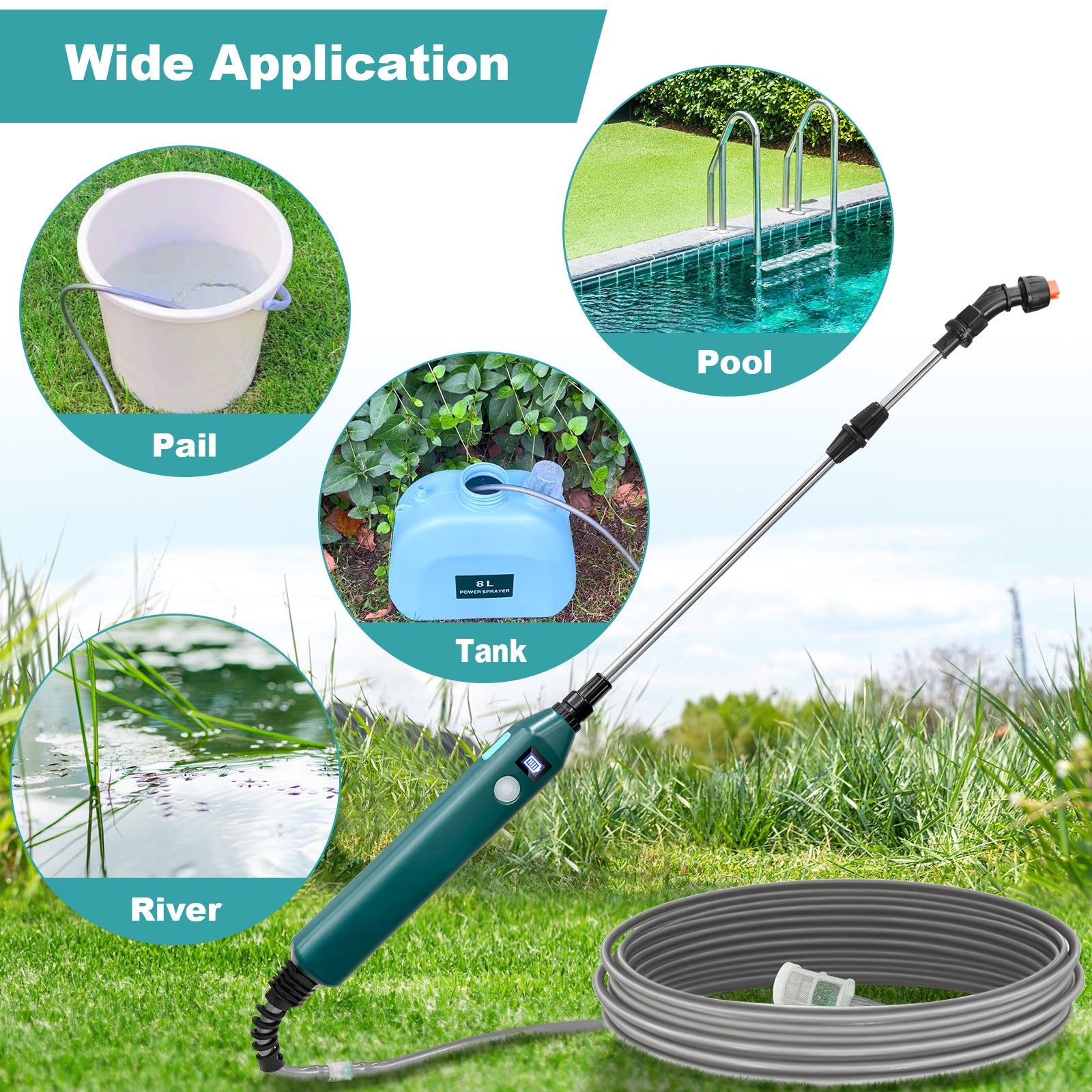 Upgraded 5M Electric Powered Sprayer Wand High-Efficiency Garden Tool