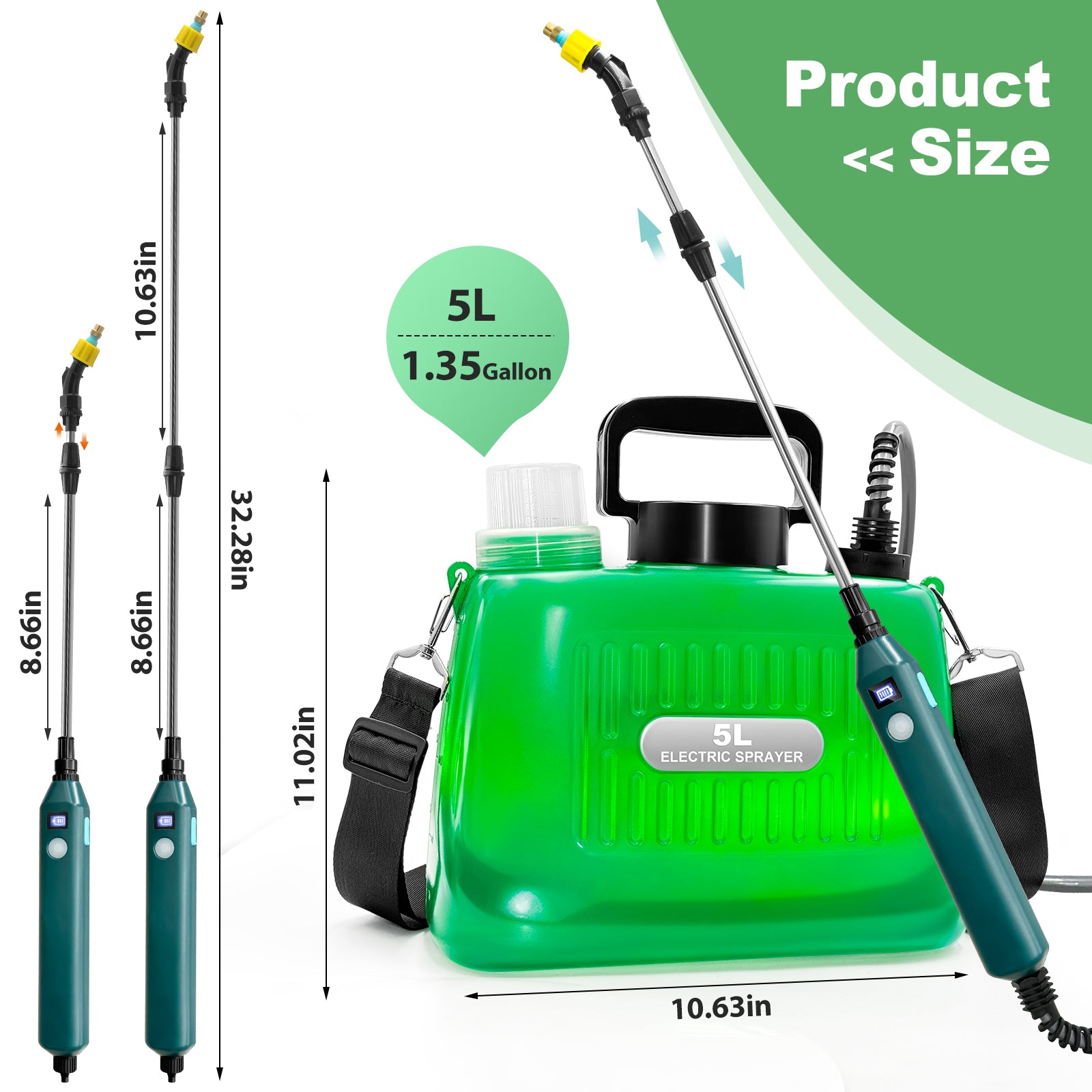 New 5L/1.35 Gallon Battery Powered Sprayer Portable & Efficient Garden Tool