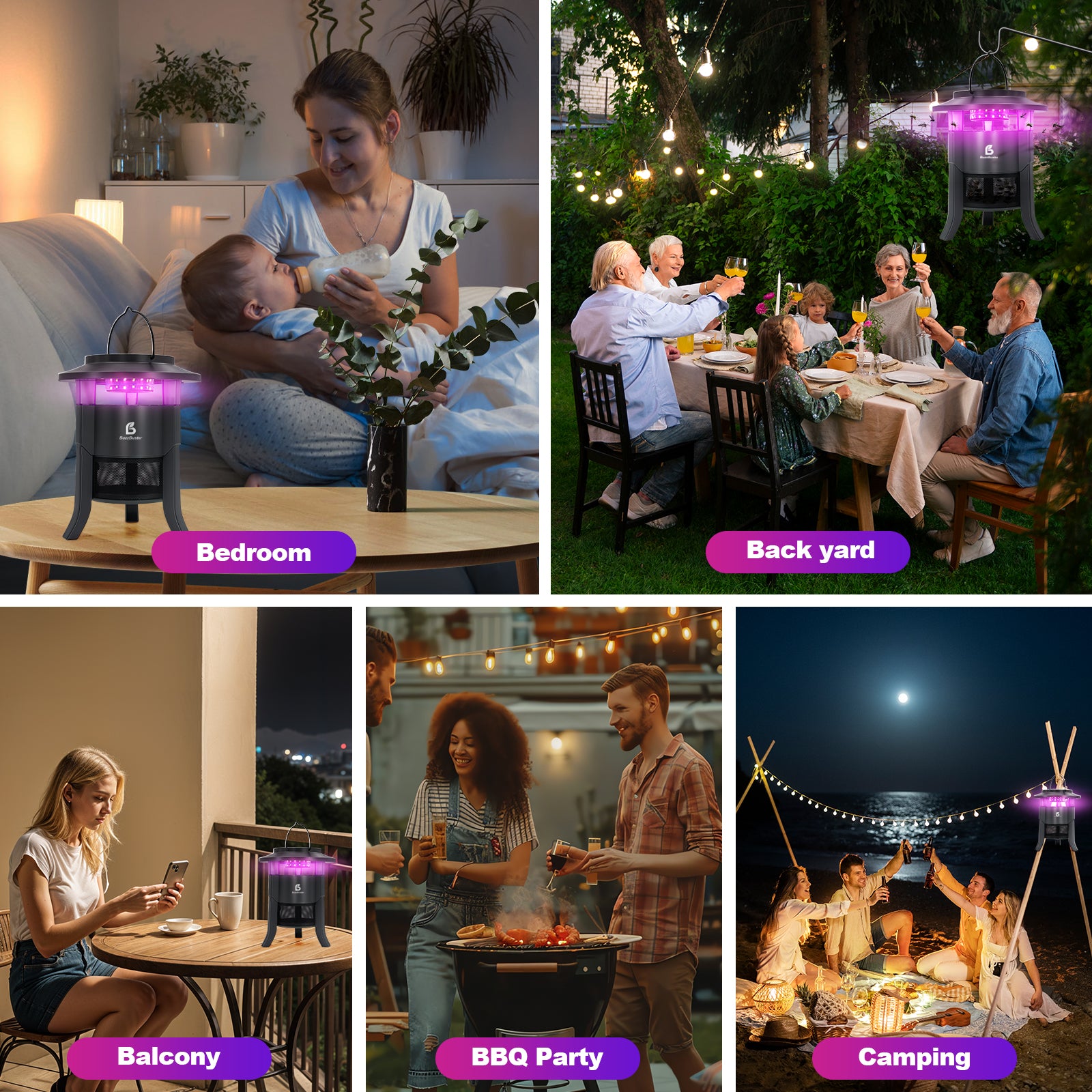 Solar Mosquito Trap Indoor Outdoor, USB-C Rechargeable Fly Trap, Quiet Fan Light Trap Alternative to Bug Zapper, Portable Insect Control for Home, Garden & Patio