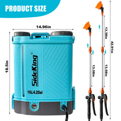 Battery Powered Backpack Sprayer 4 Gallon, 0-100 PSI Adjustable Pressure Sprayer Compatible with Makita 18V Battery, Electric Sprayer with Wand, 5 Nozzles, 2.6Ah Battery&Charger Included