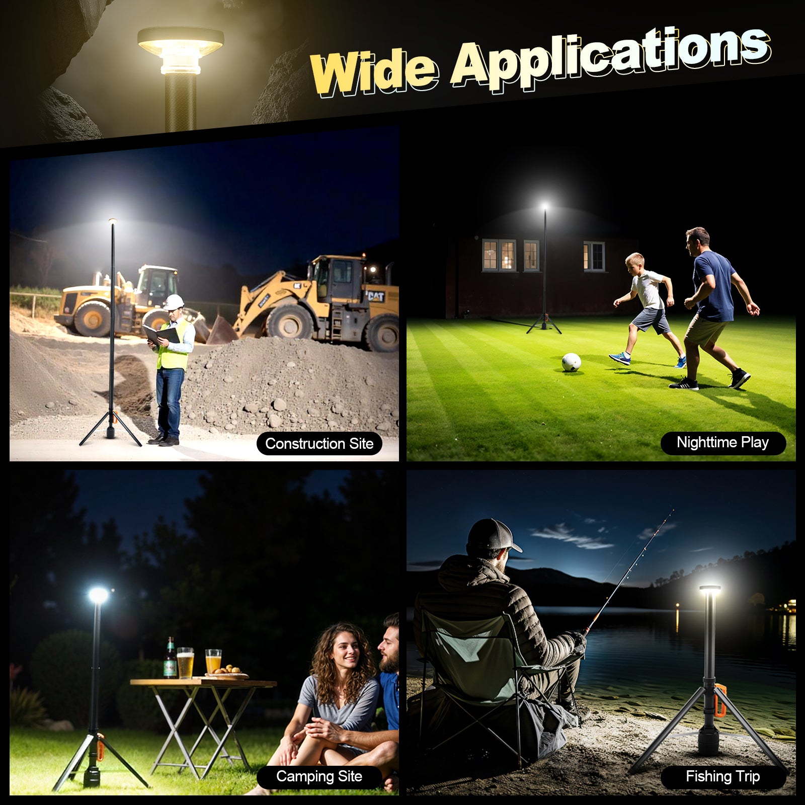 360° Rechargeable Work Light with Remote &Telescopic Stand (8.4Ft), 3000LM Ultra Bright 3CCT Dimmable, 6000mAh Battery, Portable Camping Light for Jobsite Workshop Sports Emergencies