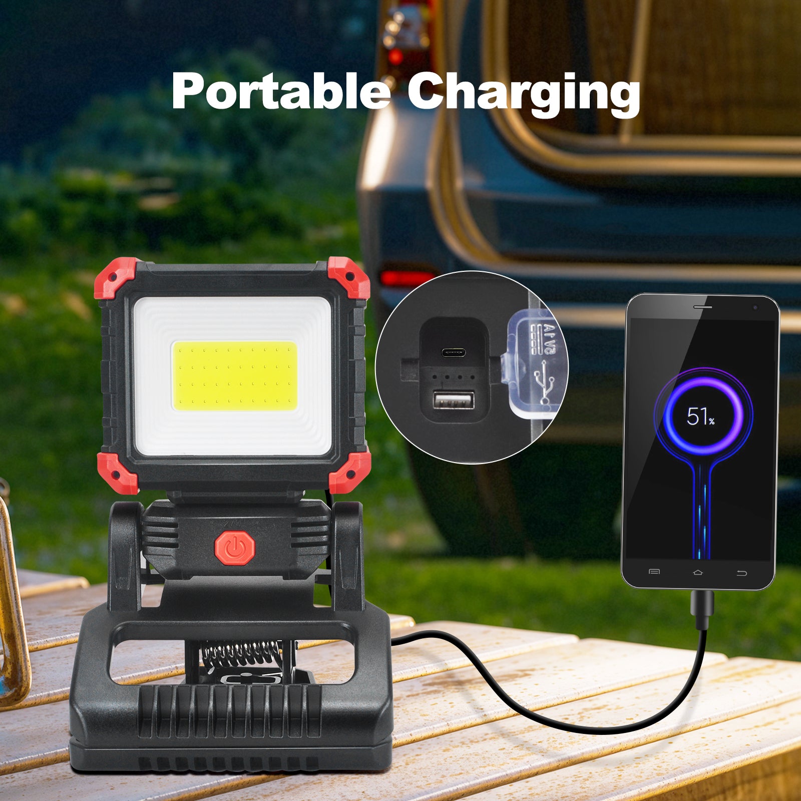 LED Work Light Rechargeable Clamp Magnetic Base, Clip On Shop Light, 3 Modes, 2-Pack, 2100LM COB, IPX5 Waterproof, for Jobsite, Car Repair, BBQ, Emergency Lighting