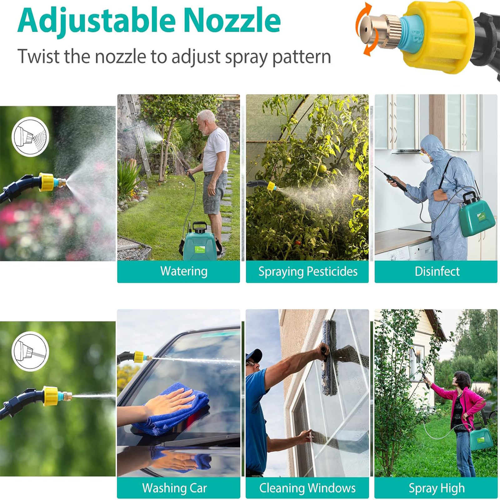 1.35 Gallon/ 5L Battery-Powered Portable Garden Sprayer - Convenient and Efficient for Your Garden