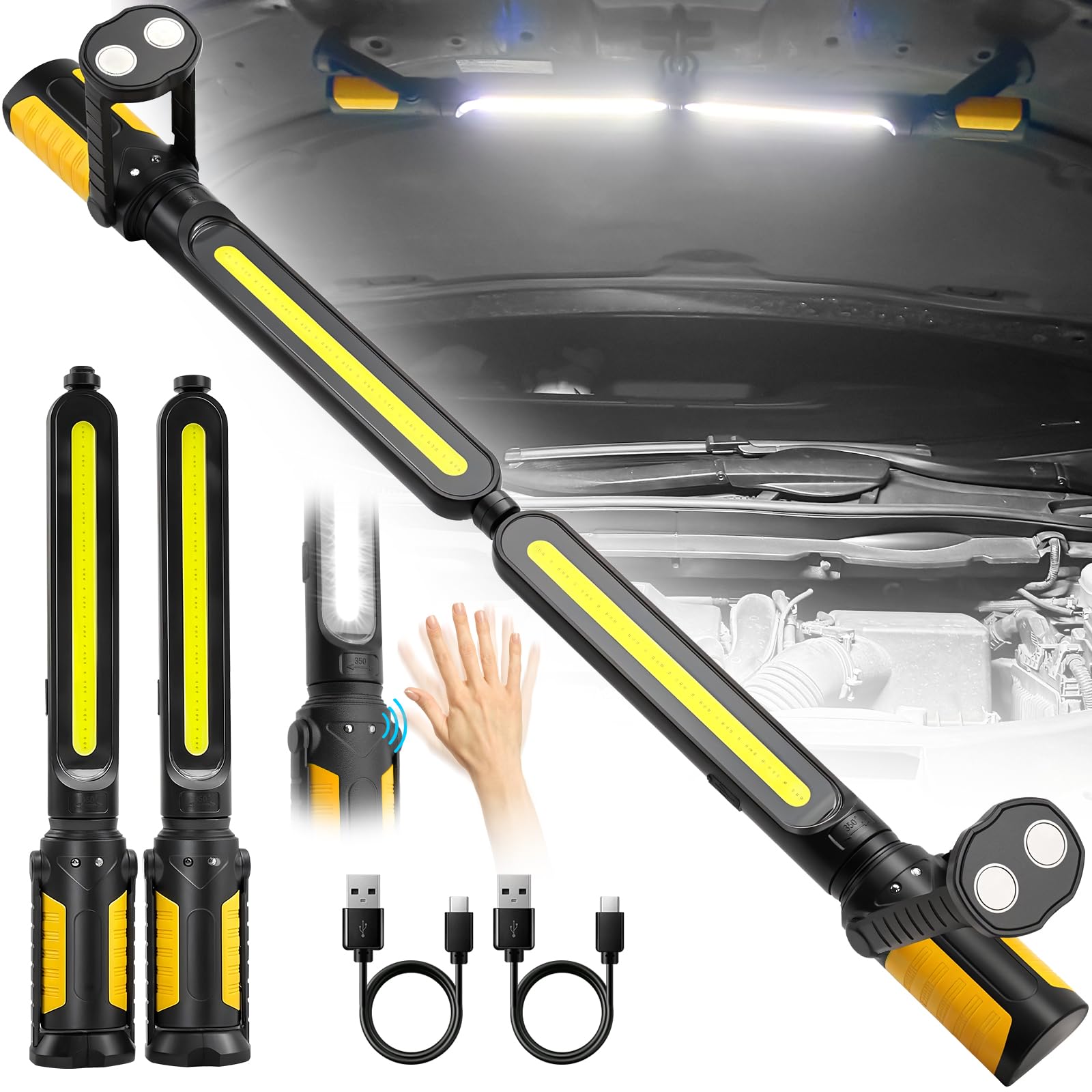 Rechargeable Magnetic Work Light, Sensor Single or Dual Use LED Underh ...