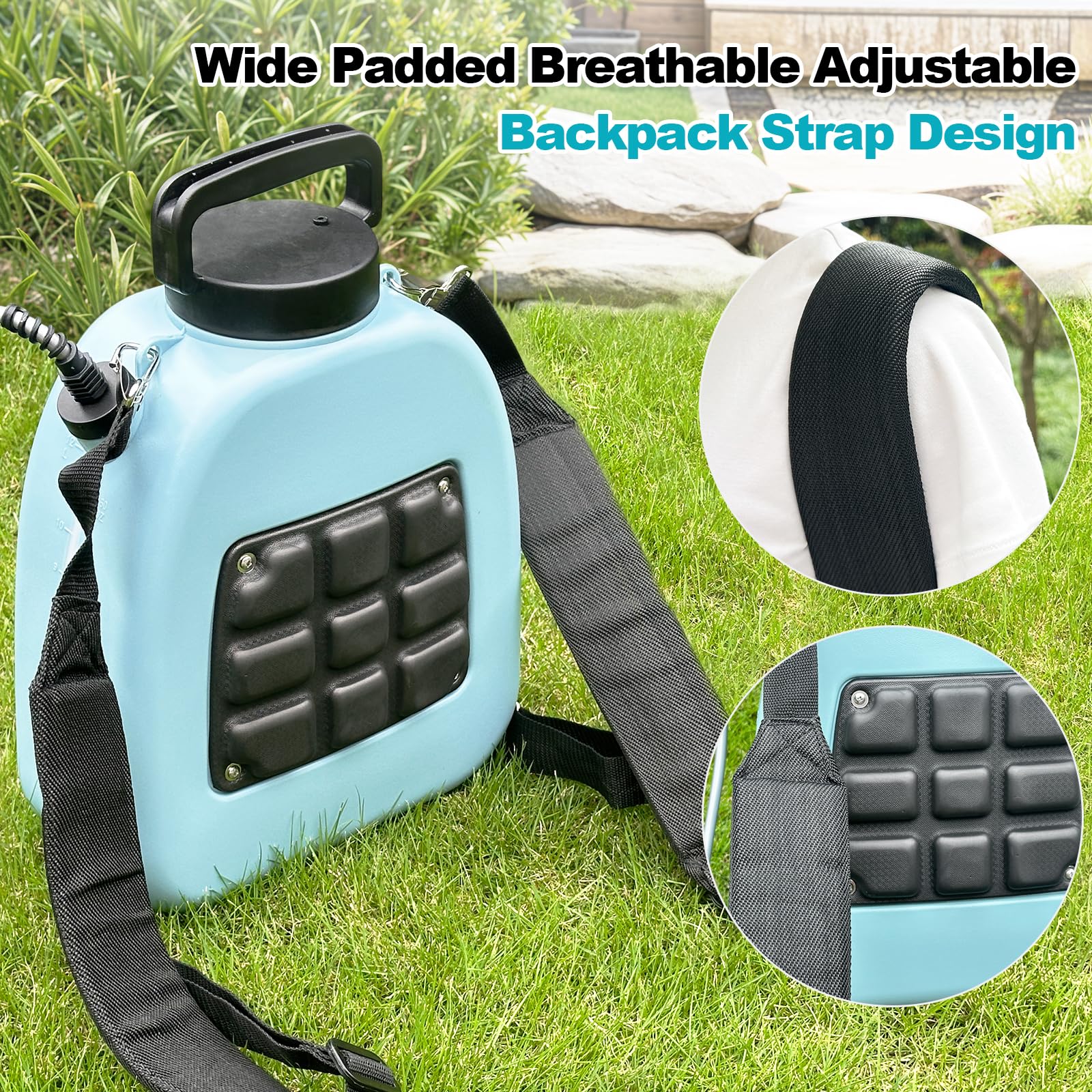 3.2 Gallon Battery Powered Backpack Sprayer, Upgraded Electric Back Pack Sprayer with 3 Spray Force, Battery Indicator, Rechargeable Handle, 41" Telescopic Wand, 5 Mist Nozzles, for Lawn and Garden